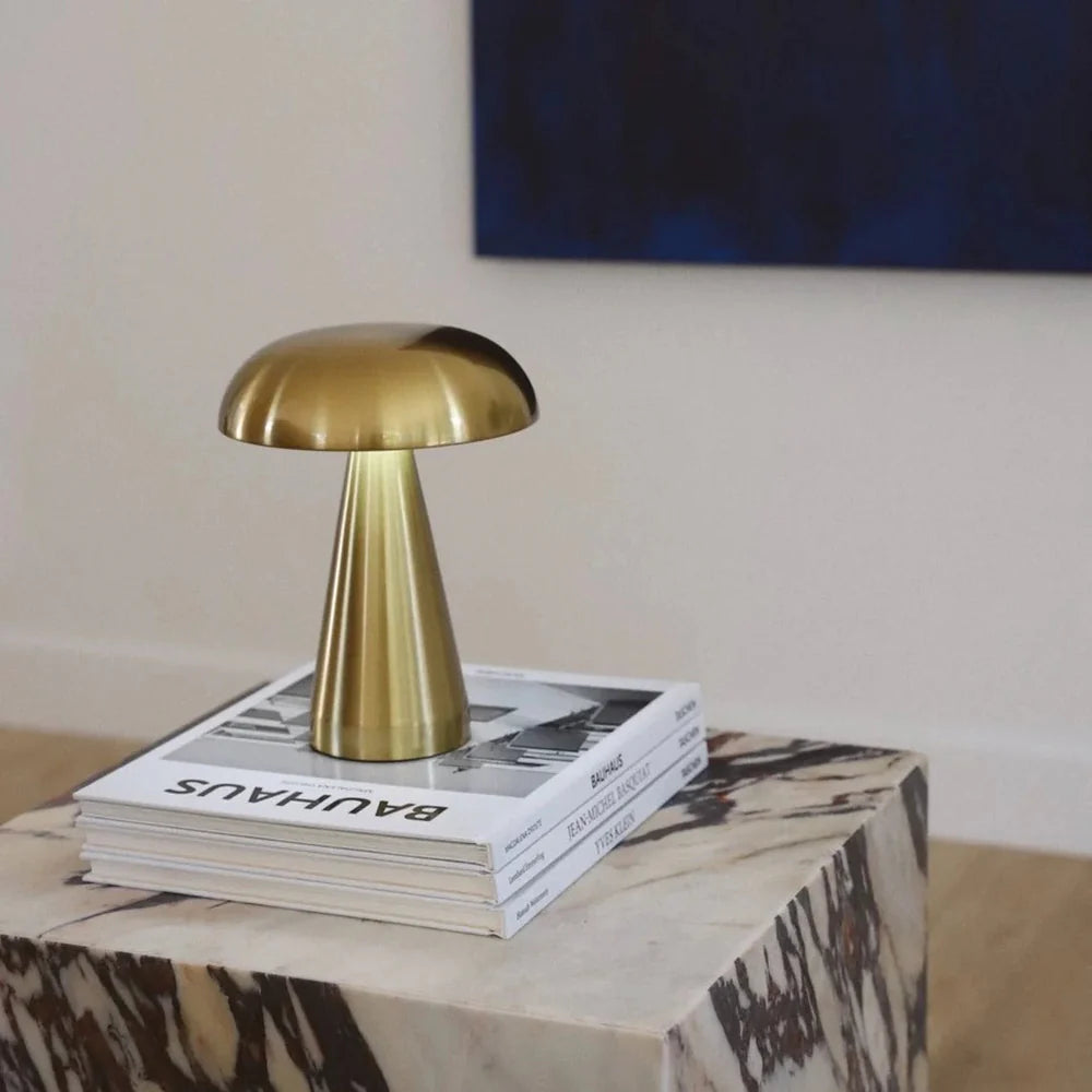 Lampe tactile champignon vintage dorée