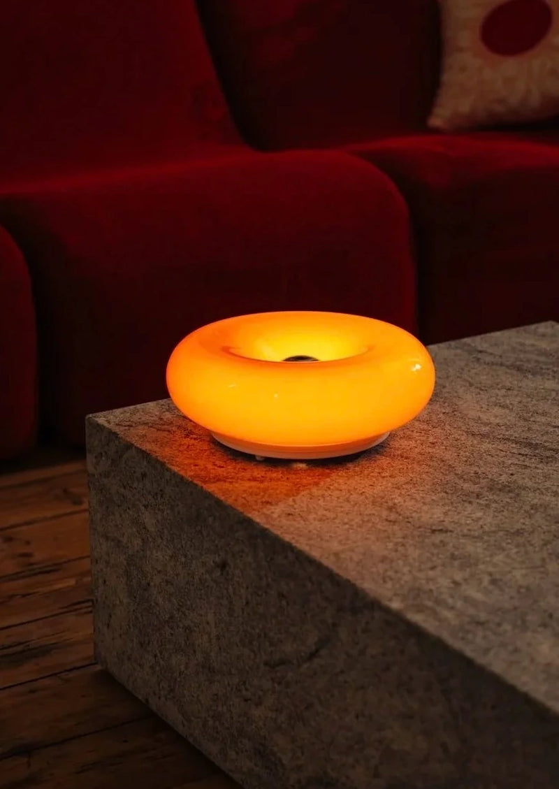 Lampe tactile en verre orange "DONUT"