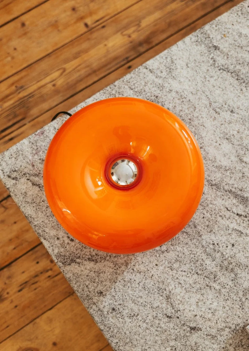 Lampe tactile en verre orange "DONUT"