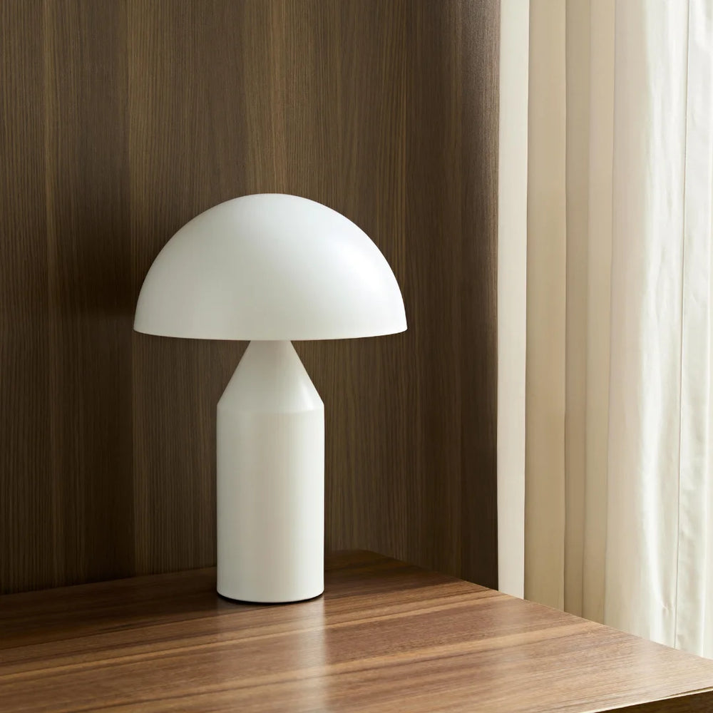 Lampe champignon en métal blanc mat