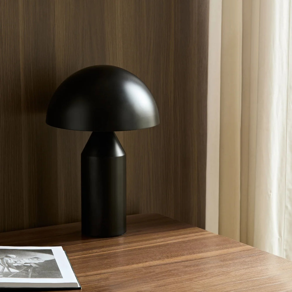 Lampe champignon en métal noir mat